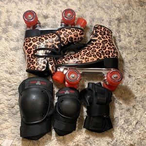 Impala Cheetah Print Quad Roller Skates with Pads